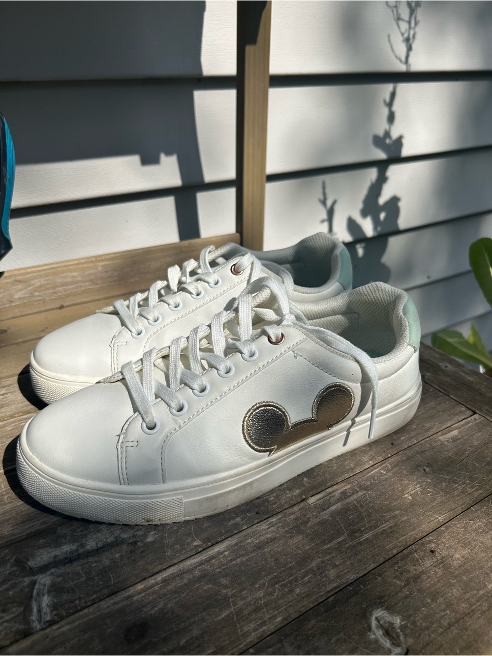 White Women's Casual Sneakers with Metallic Accent